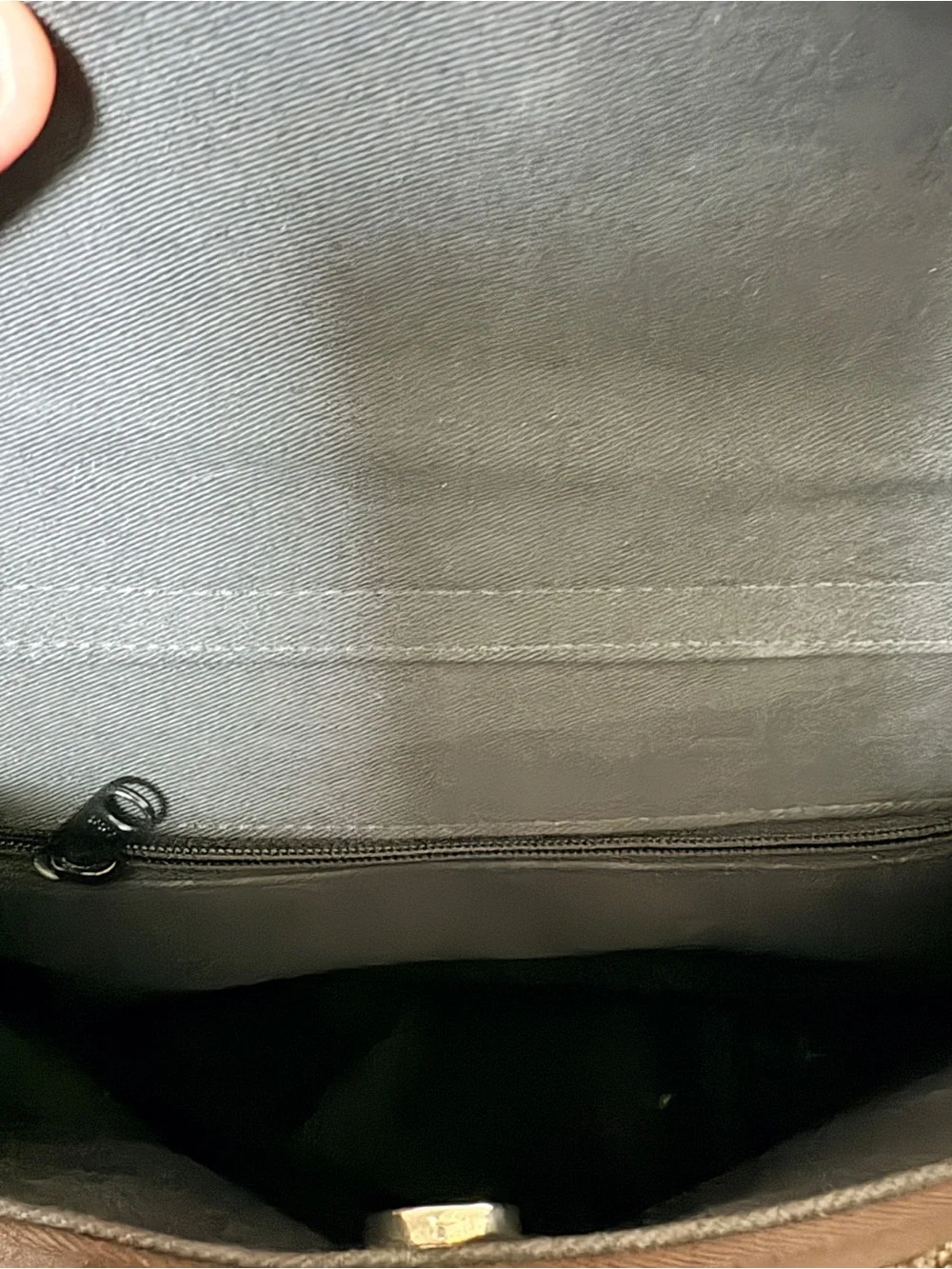 kate spade brown tote with black logo patch